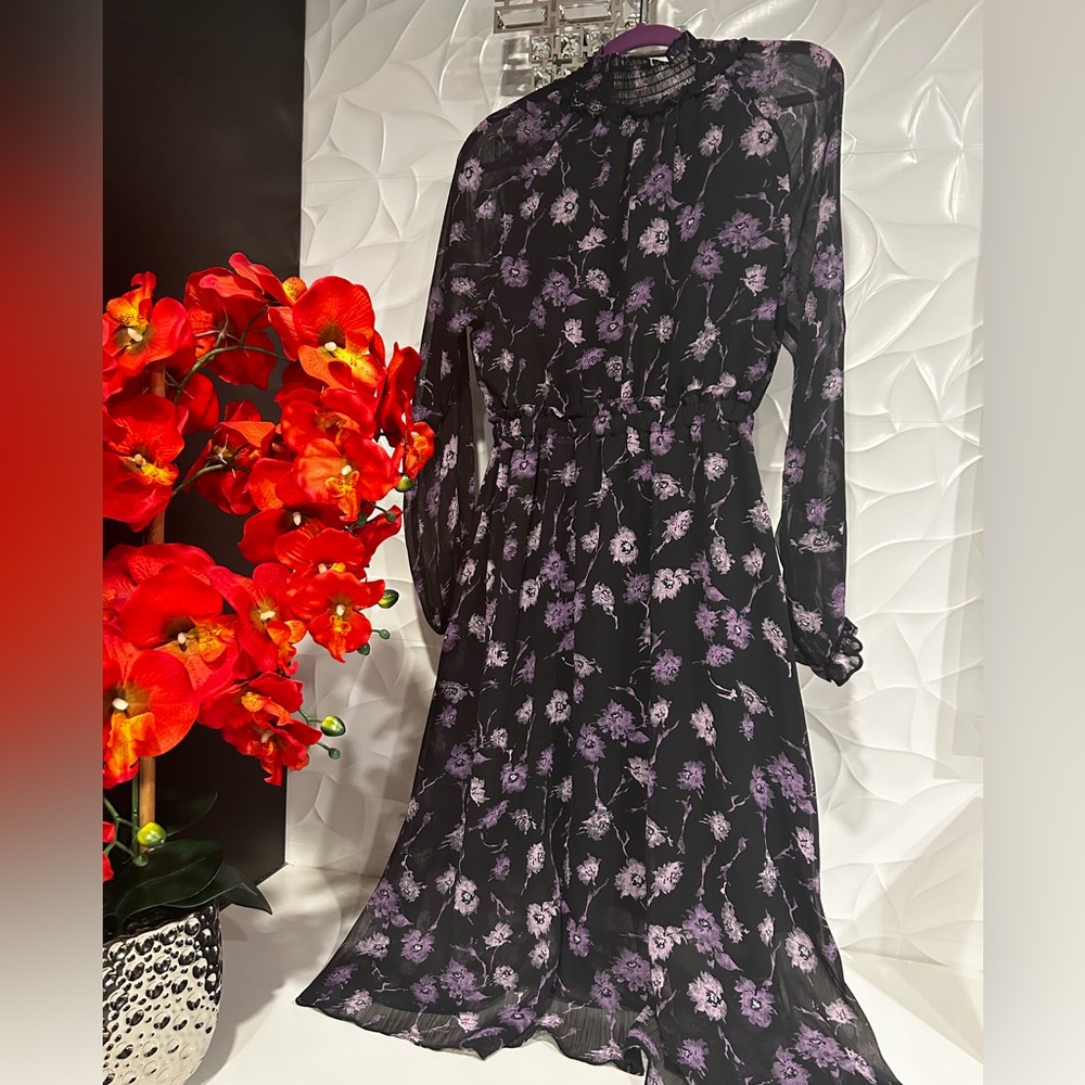 Floral Black and Purple Dress